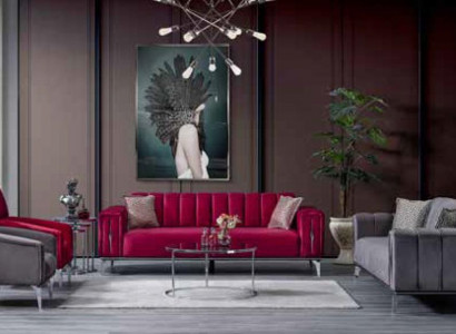  Gepolstertes luxuriöses Sofa 3-Sitzer im modernen Stil für Wohnzimmer in Pink