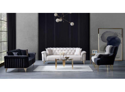  Moderner Zweisitzer Textilsofa Wohnzimmer Sitzmöbel Bequem Holzgestell