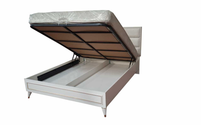 Großes Schlafzimmer Set Doppelbett Schminkttisch Hocker Spiegel 6tlg