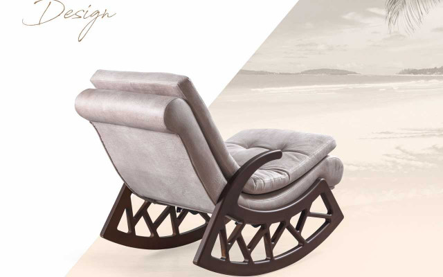 Moderner Holz Schaukelstuhl Edle Wohnzimmer Relax Möbel Holzgestell Neu