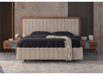 Stilvolle Schlafzimmer Möbel Luxuriöser Polsterbett Holz Nachttische