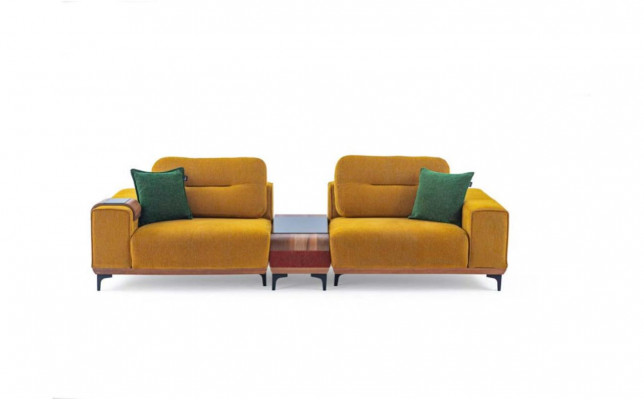 Gelber Dreisitzer 3-Sitzer Sofa Luxus Wohnzimmer Couchen Designer Sofas