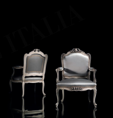 Klassischer Sessel Barock Rokoko Lehnstuhl Italienische Möbel Holz Einsitzer Neu