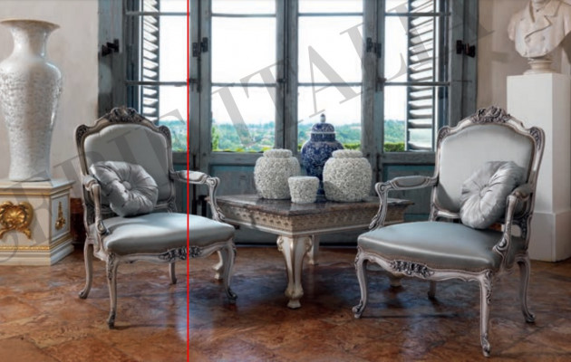 Klassischer Sessel Barock Rokoko Lehnstuhl Italienische Möbel Holz Einsitzer Neu