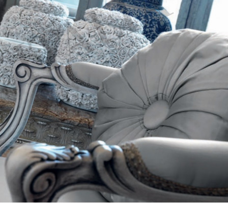 Klassischer Sessel Barock Rokoko Lehnstuhl Italienische Möbel Holz Einsitzer Neu