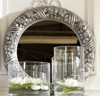 Wandspiegel Spiegel Rund Spieglein Silber Barock Rokoko Möbel Italien Holz