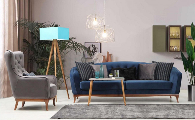 Chesterfield Garnitur Sofagarnitur Luxus Sofa 4+3+1 Sitzer Gruppe Stoff