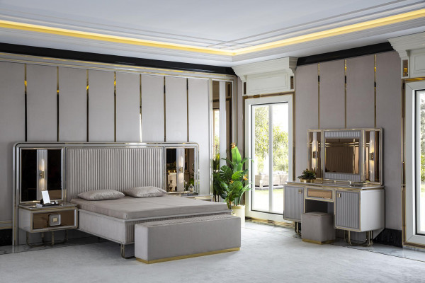 Hocker Weiß Elegantes Schlafzimmer Holz Möbel Modern Design Schön
