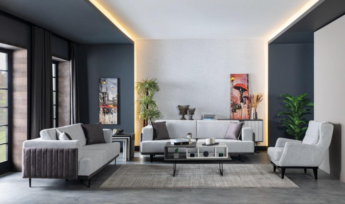Wohnzimmer Sofagarnitur 331 Sitzer Couchtisch Beistelltisch 5tlg Modern