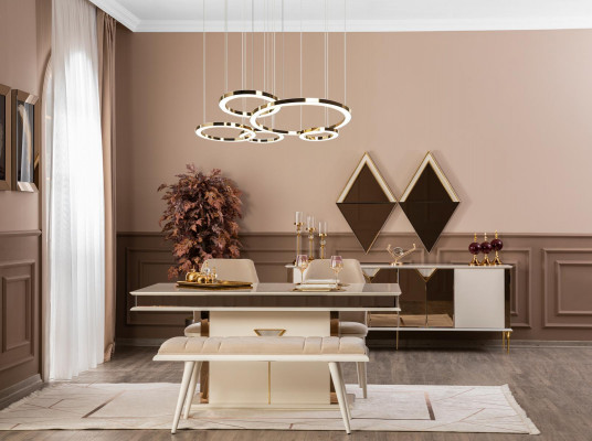 Esszimmer Stühle Polster Textil Design Modern Beige Luxus Lehnstuhl