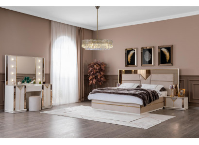 Modern Bett 2x Nachttische 4tlg Schlafzimmer Set Design Luxus neu Modern