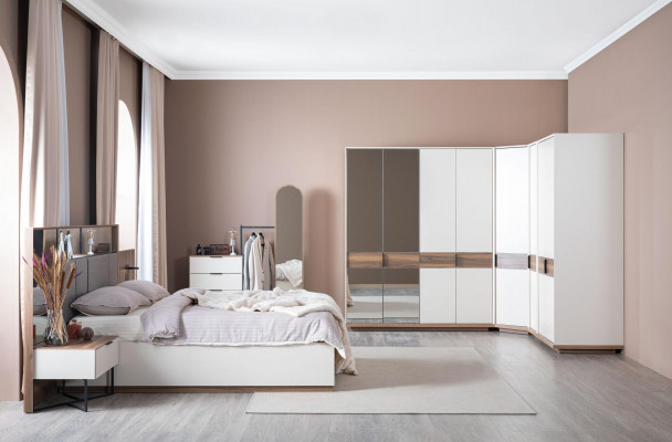 Set Bett 2x Nachttische 4tlg. Komplettes Schlafzimmer Luxus neu Möbel