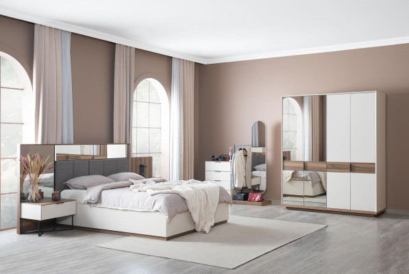 Set Bett 2x Nachttische 4tlg. Komplettes Schlafzimmer Luxus neu Möbel
