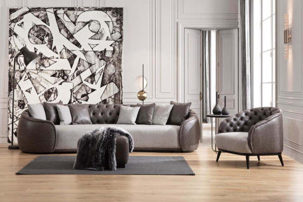 Luxus Bank Sofa Couch Wohnzimmer Kanzlei Möbel Textil Sofas 3 Sitzer