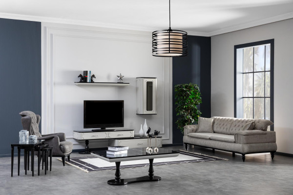 Wohnzimmer Möbel Set Wohnwand TV-Ständer Wohnwände Schrank Wandregal Holz