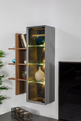 Graue Wohnwand Schrank Wohnwände Möbel Holz rtv Fernseher Design Schränke