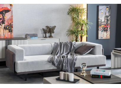 Wohnzimmer Sofa 3 Sitzer grau Design Luxus Polster Möbel Elegantes