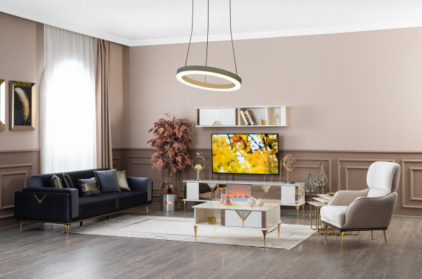 Beistelltisches Wohnzimmer Luxus Design neu Modernes weißes Material Holz