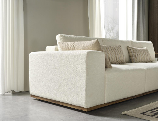Ecksofa L-Form Wohnzimmer Stil Modern Polster Holz Textil Eckgarnitur