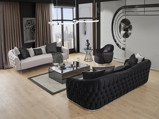Sofa 4 Sitzer Luxus Designer Luxus Möbel neu schwarz Wohnzimmer