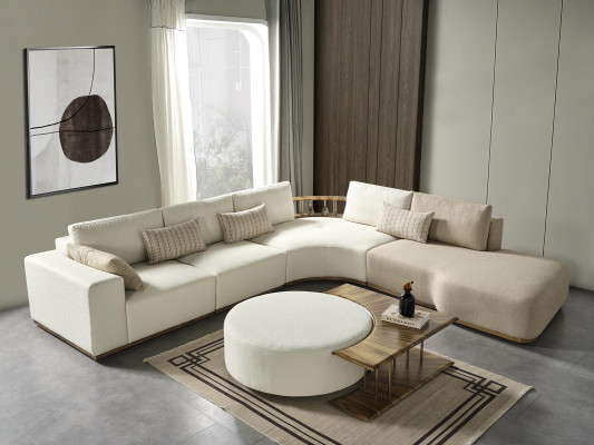 Ecksofa L Form Couchtisch Hocker Wohnlandschaft Wohnzimmer Polster 3tlg