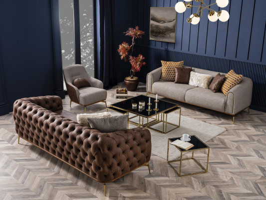 Sessel 1 Sitz Einsitzer Luxus Polster Sitz Design grau Neu Wohnzimmer