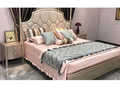 Doppelbett Bett Luxus Betten Holz Bettgestelle Bettrahmen Beige Design