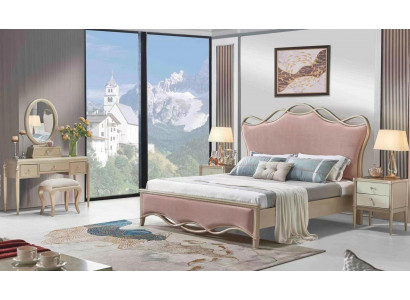 Design Schlafzimmer Bett Luxus Betten Leder Rosa Doppel Polster Möbel Textil Neu