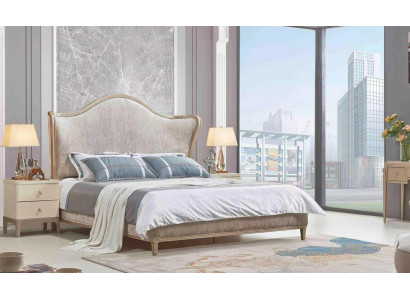 Design Luxus Doppel Silber Betten Möbel Schlafzimmer Bett Polster Stoff Textil