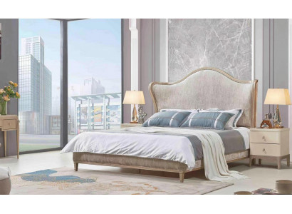 Luxus Modern Bett 2x Nachttische Betten Holz Bettgestell Schlafzimmer Silber Neu