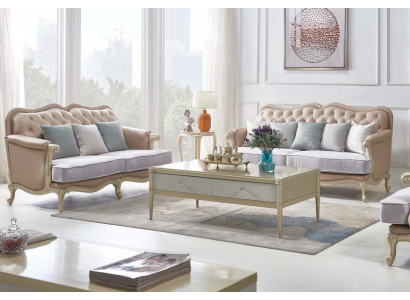 Beige Chesterfield Sofagarnitur 3+2 Sitzer Designer Wohnzimmer Sofas 2tlg. Set
