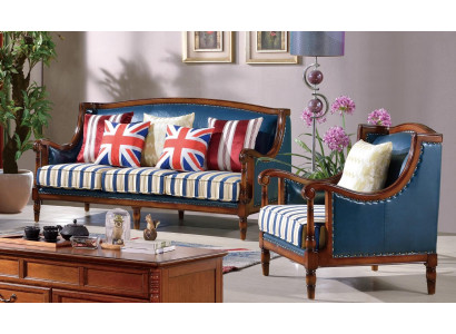 Amerikanische Möbel Sofagarnitur USA Set 3+1 Sitzer Dreisitzer Sessel