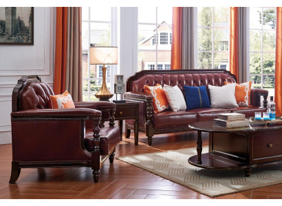 Klassische Chesterfield Barock Rokoko Sofagarnitur 3+1 Ledergarnitur