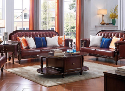 Nordstaaten Sofagarnitur Sofa Amerika 3+2 Sitz Ledersofa Chesterfield