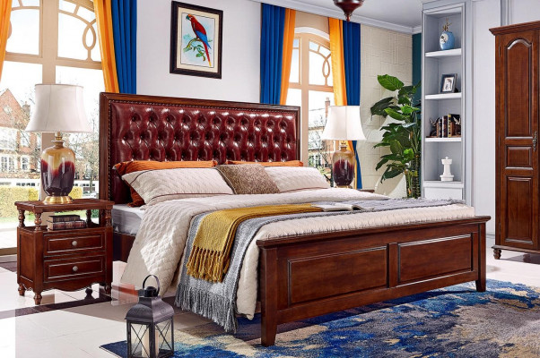 Doppelbett Schlafzimmer Holz Polster Bettrahmen Möbel Design Barock