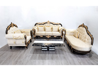 Klassische Chesterfield Couch Barock Stil Sofgarnitur Gruppe Couchen 3tlg.