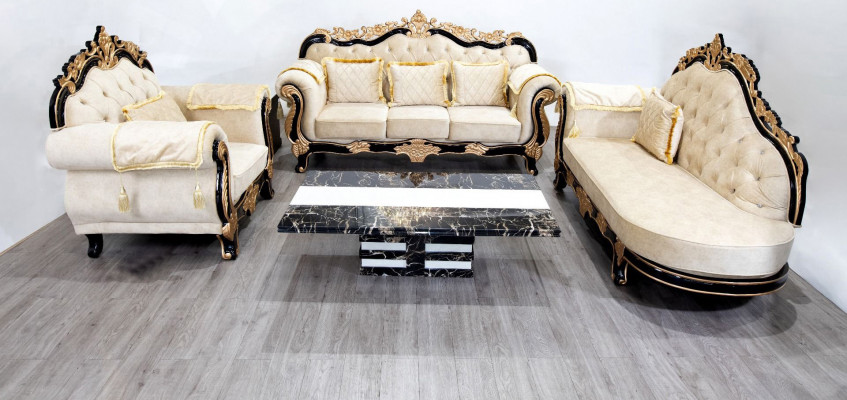 Klassische Chesterfield Couch Barock Stil Sofgarnitur Gruppe Couchen 3tlg.