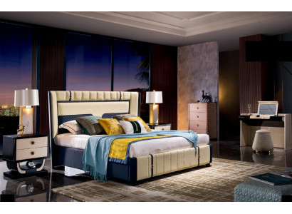 Design Schlafzimmer 5 tlg. Zimmer Garnitur Komplett Set Bett Nachttisch