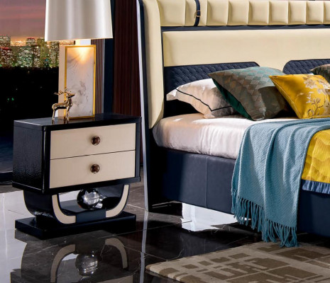 Design Schlafzimmer 5 tlg. Zimmer Garnitur Komplett Set Bett Nachttisch