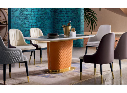 esstisch garnitur designer esszimmer möbel tisch leder stuhl 6x stühle
