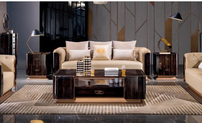 Exklusive Sofagarnitur 3+2 Sitzer Set Design Polstersofas Deko Couchen Ledersofa Set