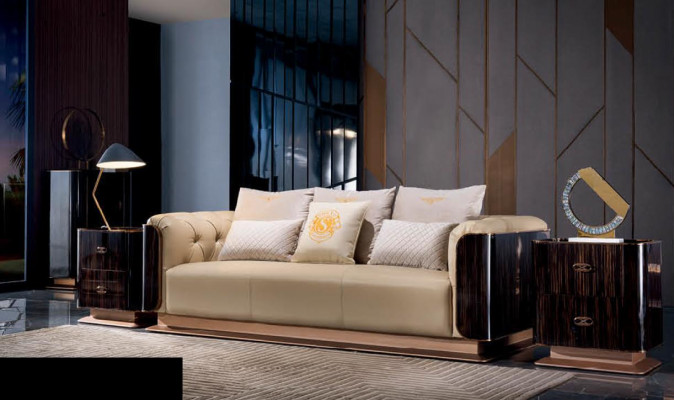 Exklusive Sofagarnitur 3+2 Sitzer Set Design Polstersofas Deko Couchen Ledersofa Set