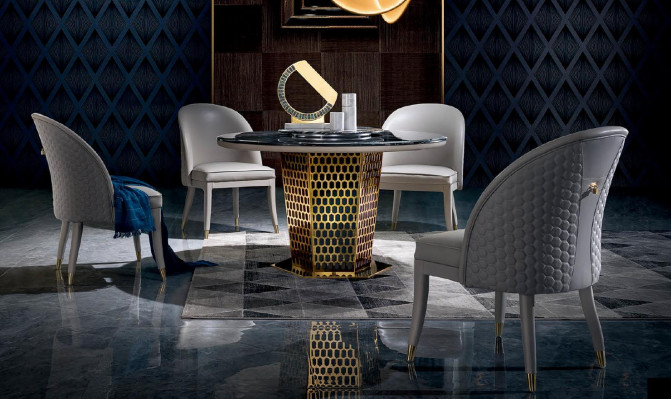 essgruppe esszimmer set rund tisch 4 stühle stuhl set garnitur luxus