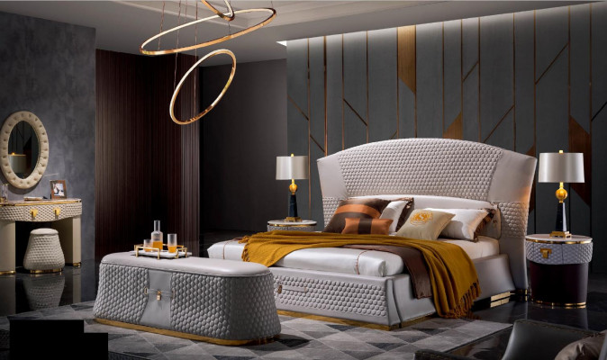 Bett + 2x Nachttisch 3 tlg Schlafzimmer Set Design Modern Luxus Klassische