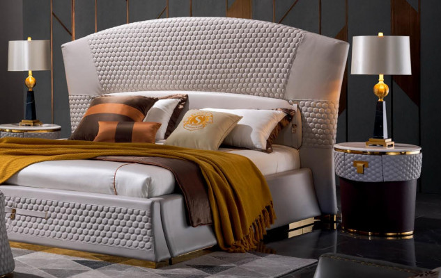 Bett + 2x Nachttisch 3 tlg Schlafzimmer Set Design Modern Luxus Klassische