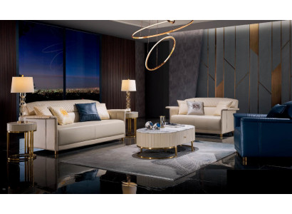 Beige Luxus Sofagarnitur 3+2 Sitzer Set Designer Polster Couchen 2tlg. Set