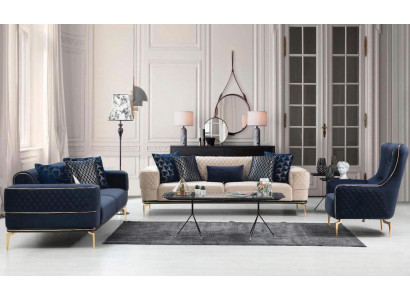 Sofagarnitur Sofa Luxus Sessel Sofas Dreisitzer 3+3+1 Sitzer Garnitur Modern