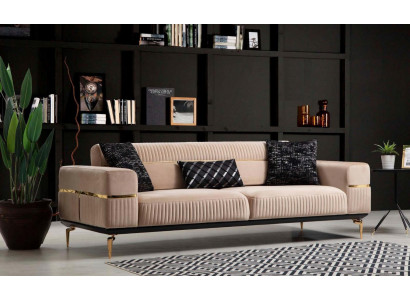 Luxus Sofa Design Dreisitzer Moderne Couch Beige Couchen Möbel Polster Loft Neu