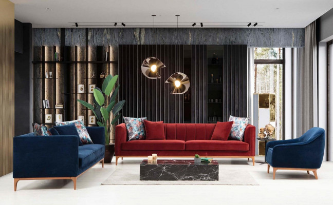 Dreisitzer Sofa 3 Sitzer Sofas Luxus Sitz Stoff Modern Stil Textil Couchen Möbel