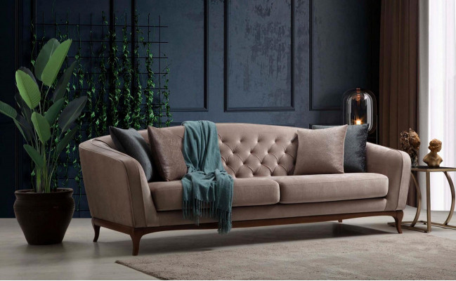 Dreisitzer Sofa 3 Sitzer Sofas Luxus Gepolsterte Couch Stoff Couchen Möbel 230cm
